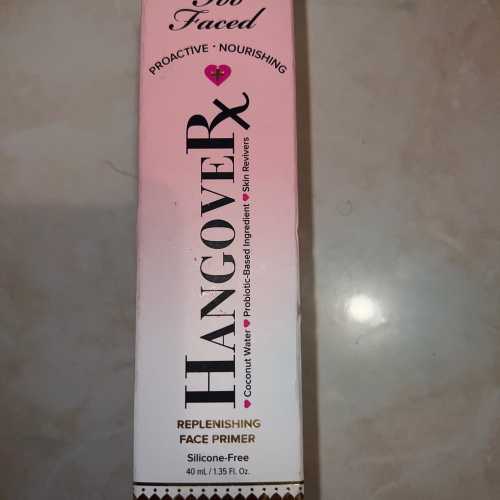 Too Faced, Hangover Rx-Face Primer Coconut Water Probiotic Ingredients BNIB